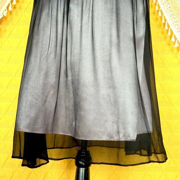 Vintage Y2K Dark Coquette 100% Silk Sheer Black & Pink Milkmaid Dress Size M - Picture 9 of 17